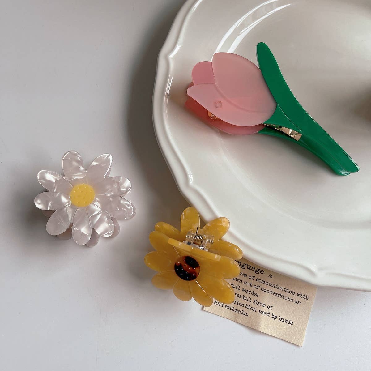 SIMPLE AND FRESH PALM BOUQUET HAIRPIN CLIP_CWAHA1327