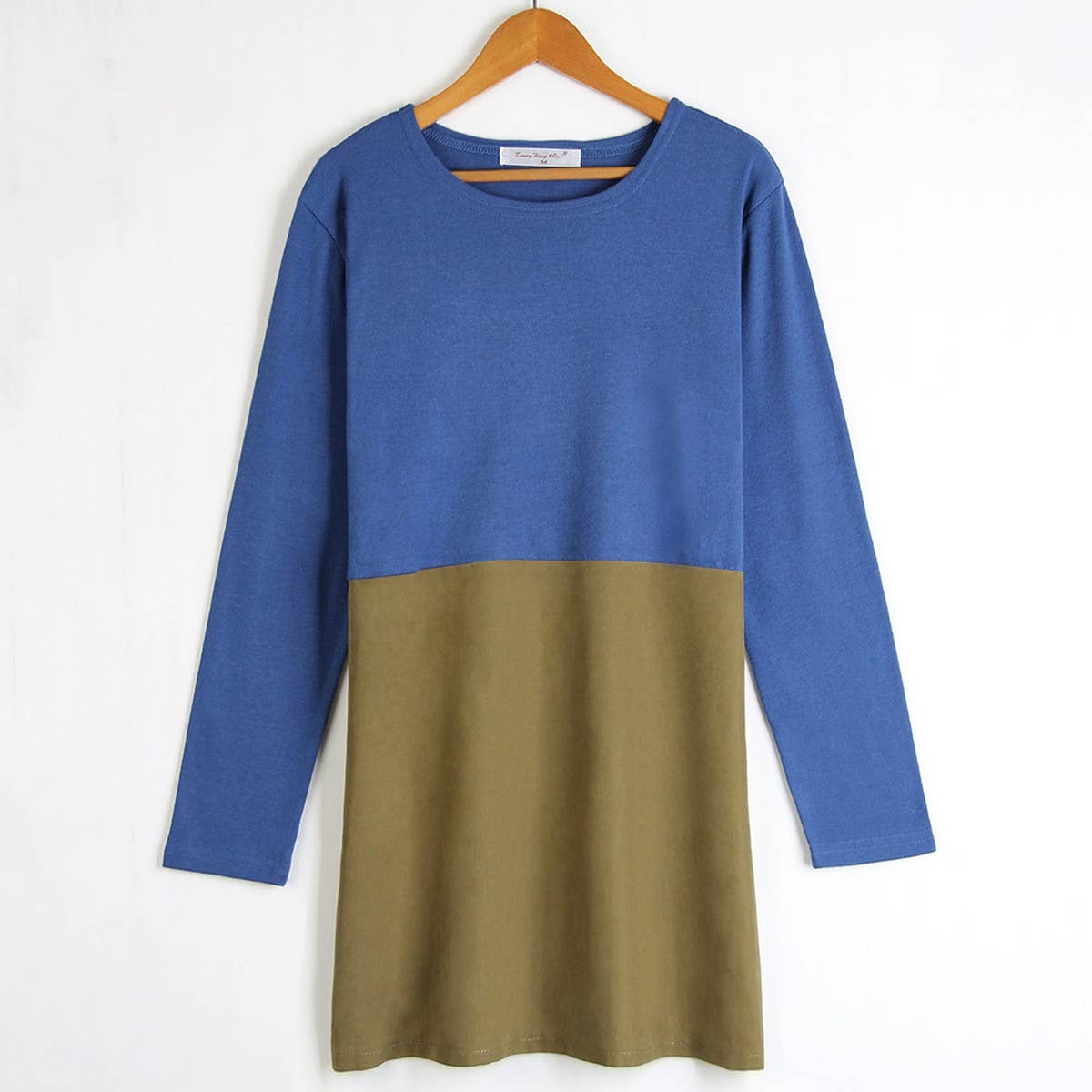 COLOR CONTRAST ROUND NECK LONG SLEEVE T-SHIRT_cwtstl1659