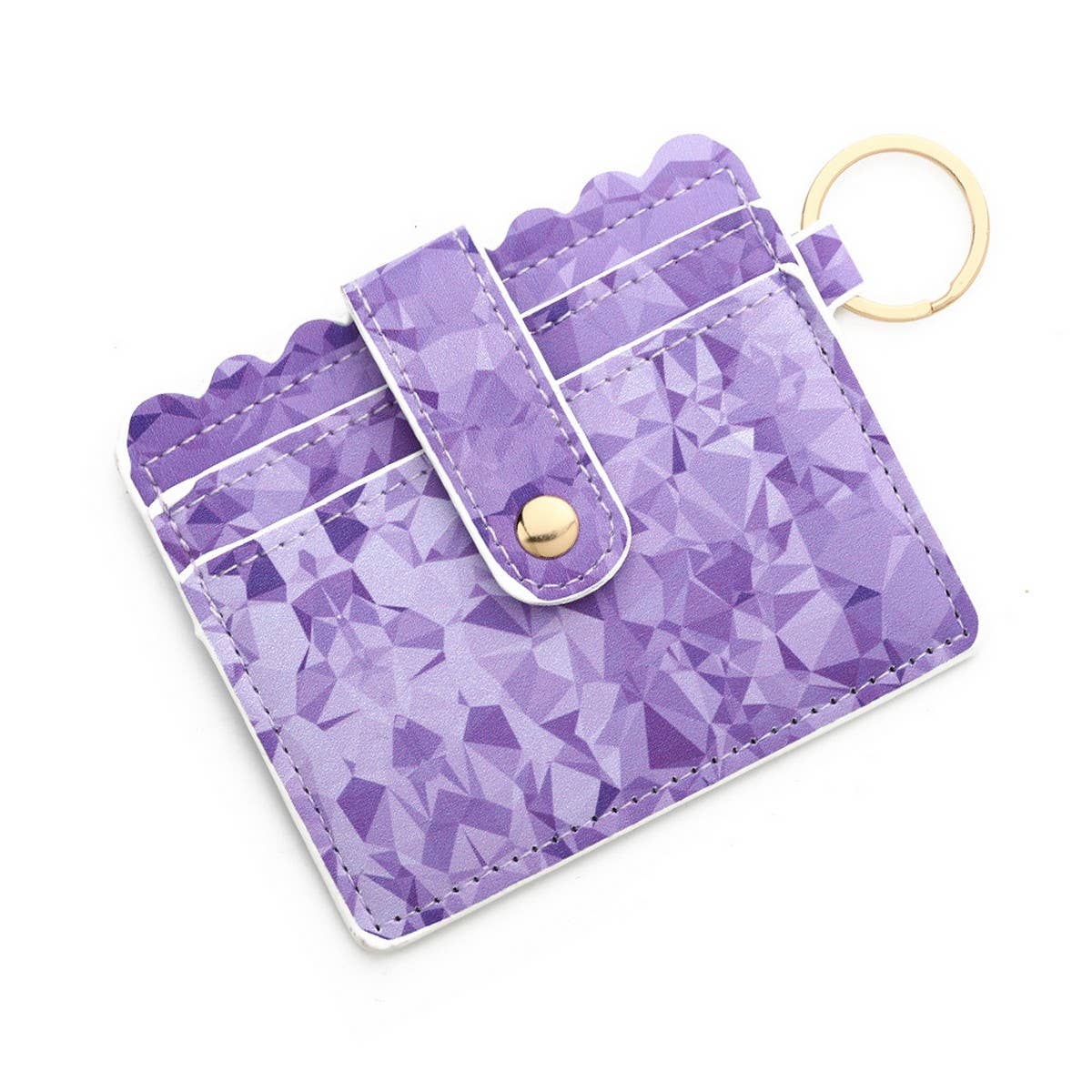 PU Card Wallet with Keychain & Multi-Card Slots_CWAB4934