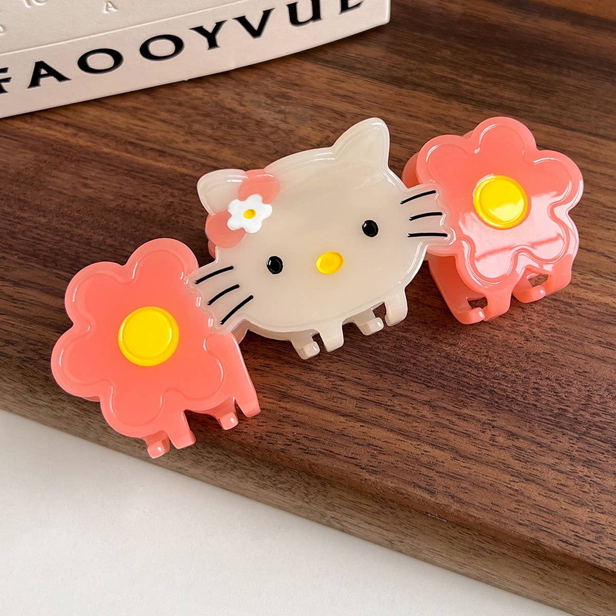 Cat & Flower Acetate Claw ??Cute Cartoon Clip_CWAHA6010