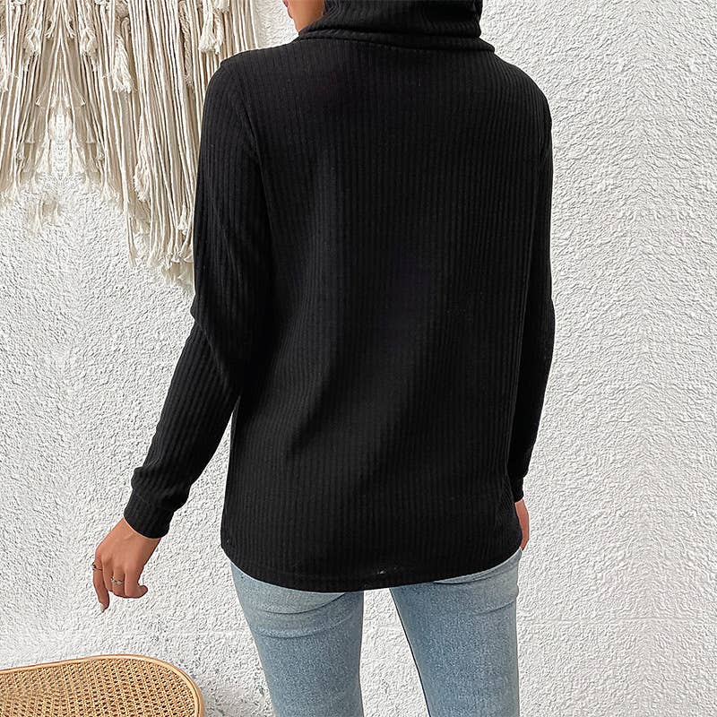 Jump-neck long sleeve irregular knitwear