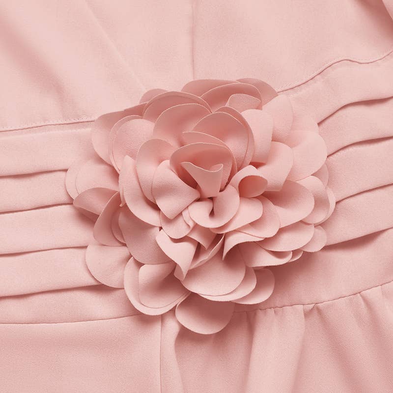 Slimming V-neck three-dimensional floral shirt