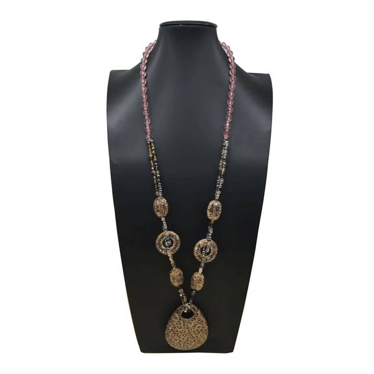 LEOPARD PRINT ACRYLIC LONG HANDMADE NECKLACE
