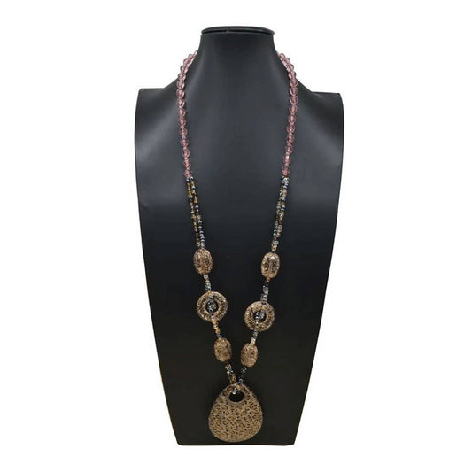 LEOPARD PRINT ACRYLIC LONG HANDMADE NECKLACE