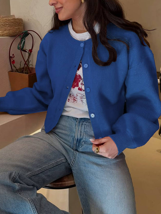 Simple single-breasted woolen long-sleeved coat