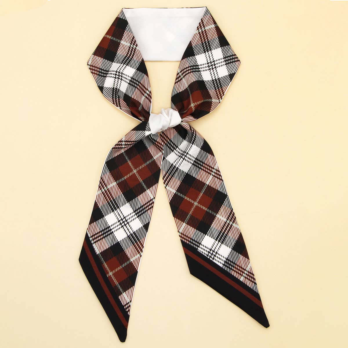 Silky Bowknot Scarf with Floral Letter Design