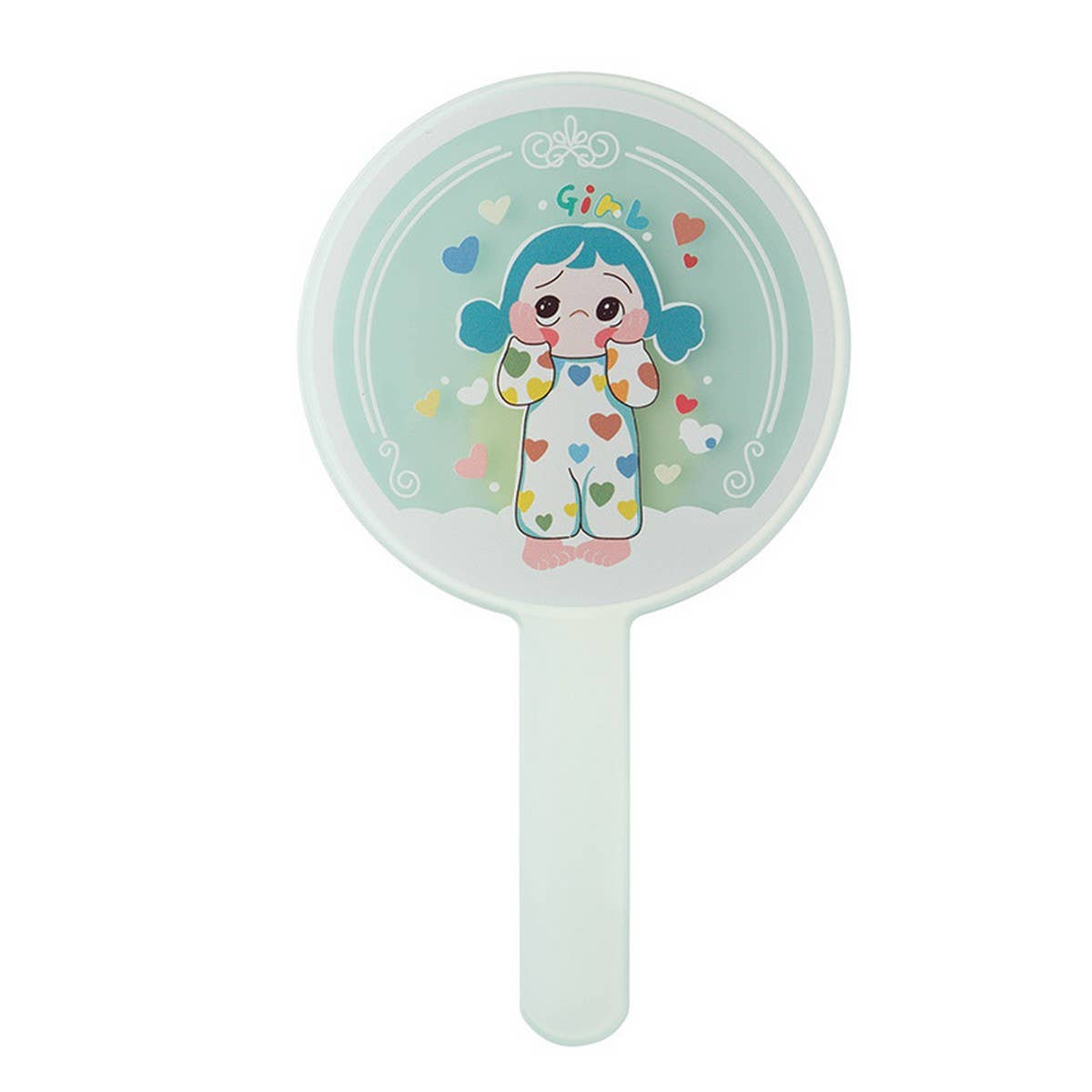 CWMM6948_PORTABLE CARTOON PRINT GIRL HANDLE MIRROR