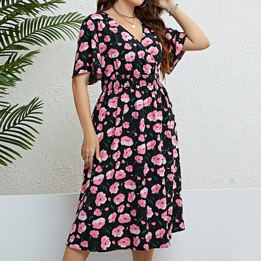 Oversized printed waist slimming dress_CWDSD3387