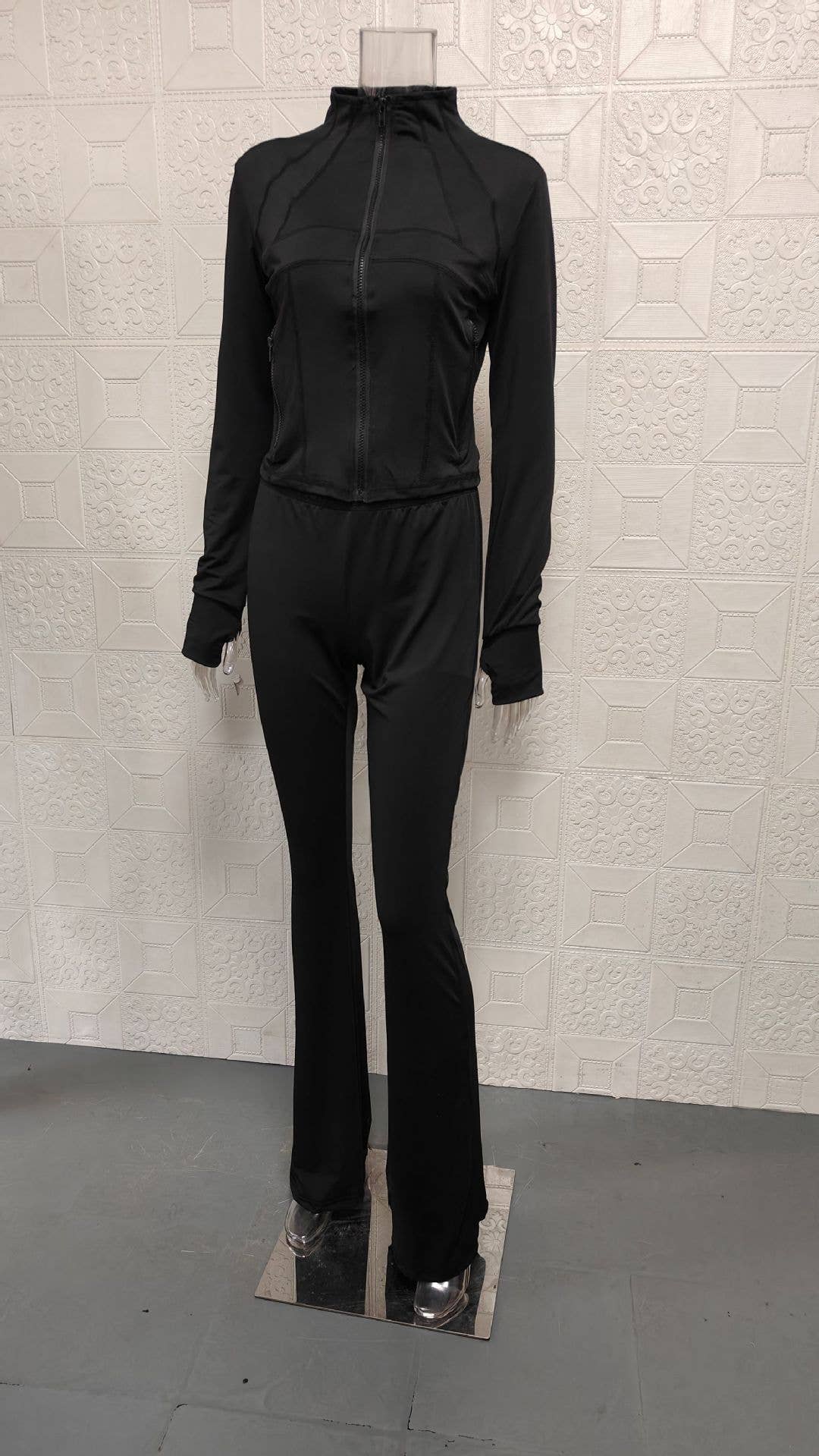 Tight long-sleeved bell bottoms two-piece set