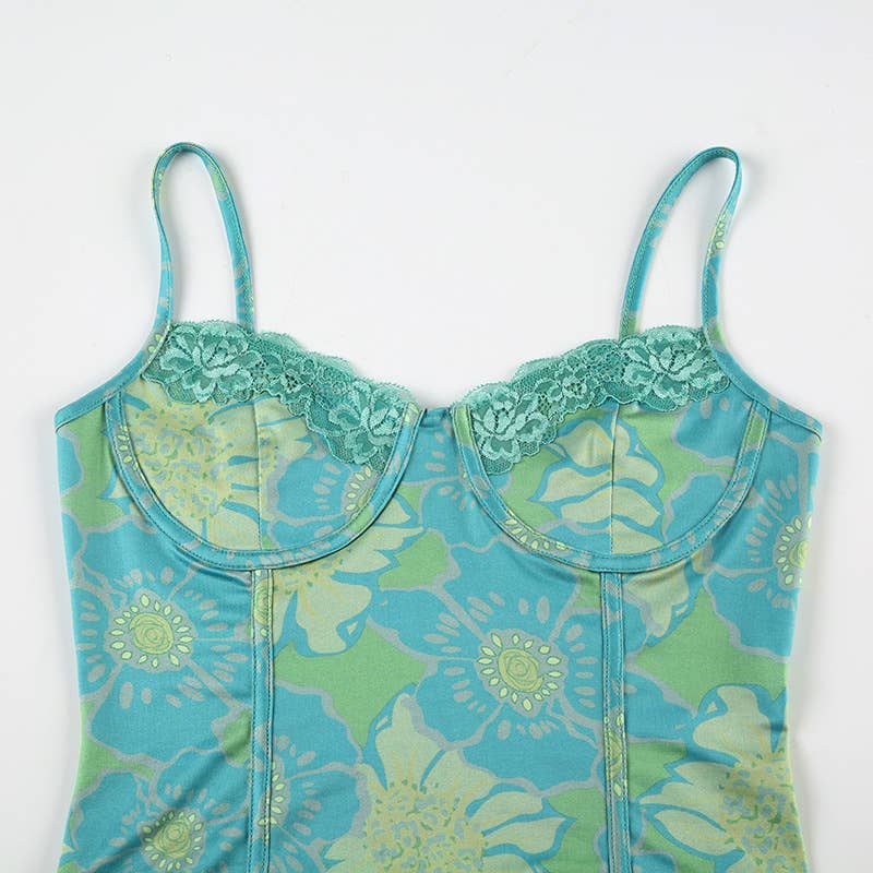 Vintage lace patchwork adjustable straps camisole