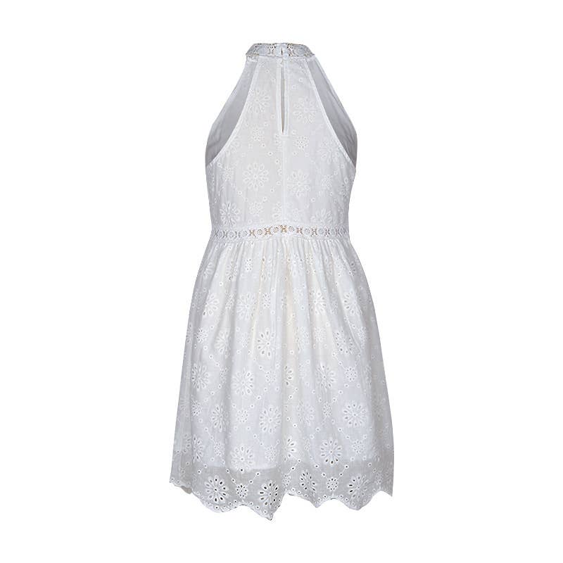 WHITE DRESS WITH SLEEVELESS HALTER