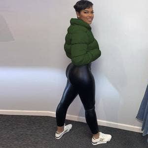 STAND COLLAR SOLID COLOR BREAD COTTON JACKET