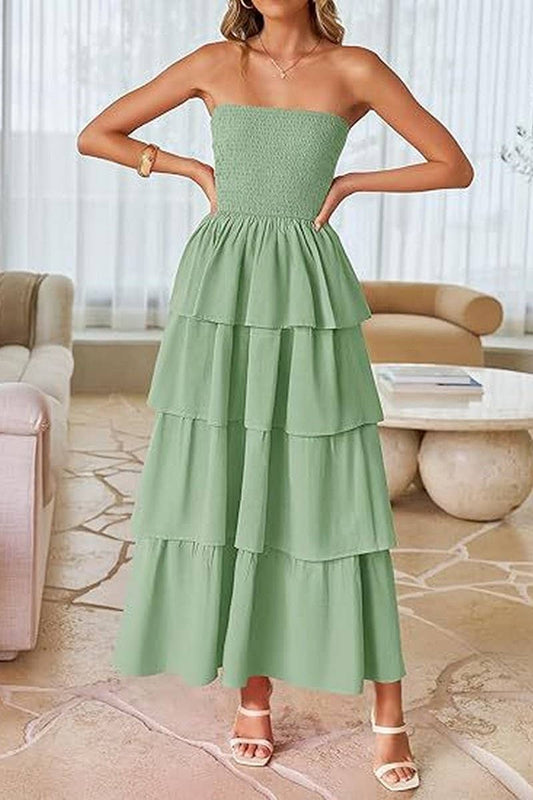 CWDMD6364_OFF-THE-SHOULDER LAYERED TUBE-TOP SUNDRESS