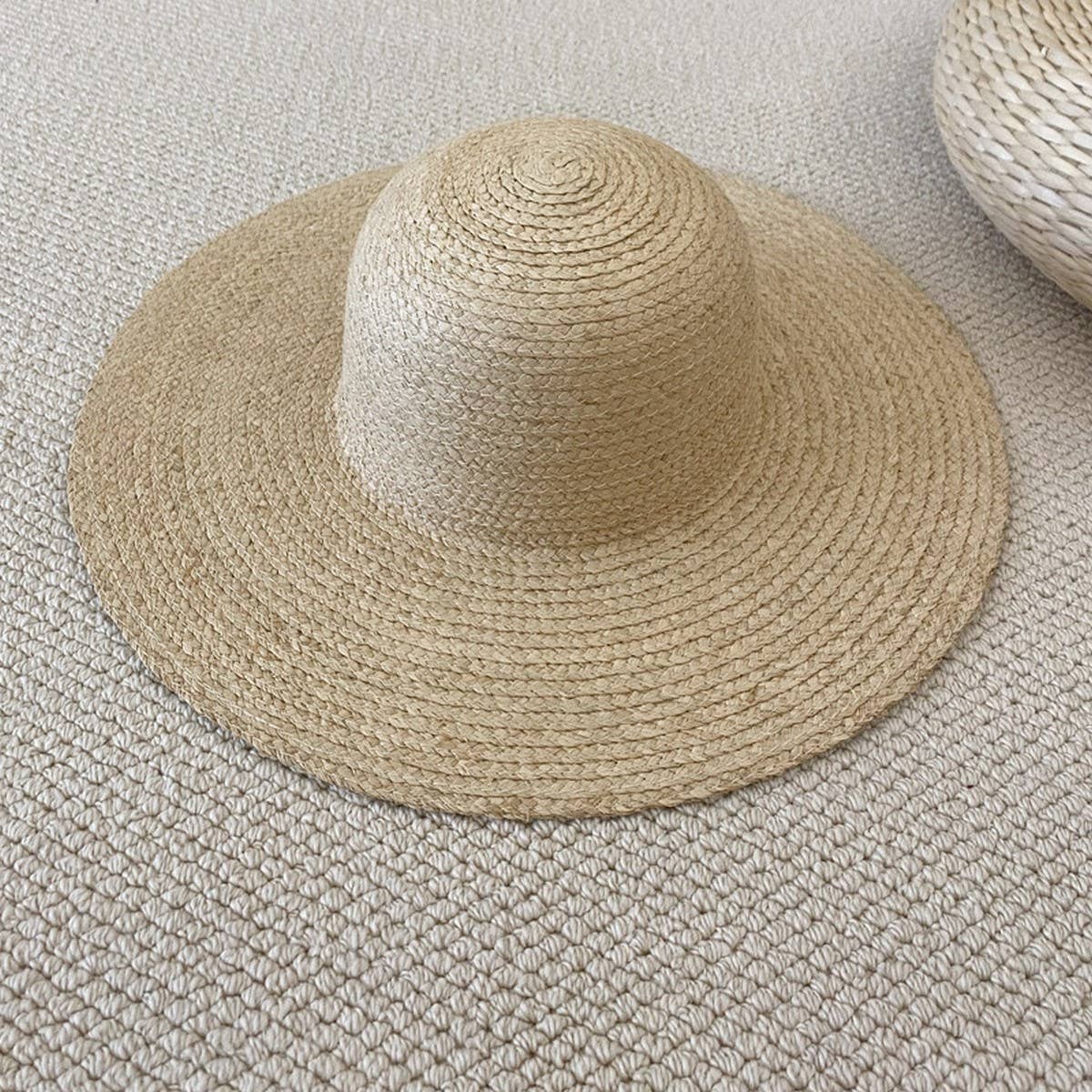 Summer outdoor large brim bow straw hat_CWAH3572