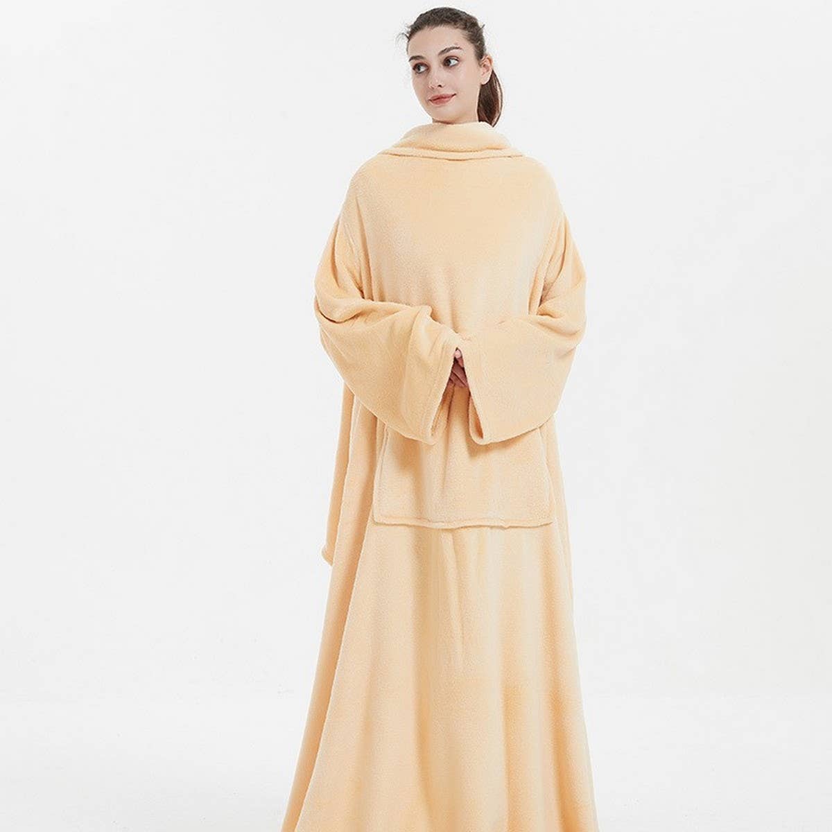 Long Flannel TV Blanket Hoodie for Home & Warmth