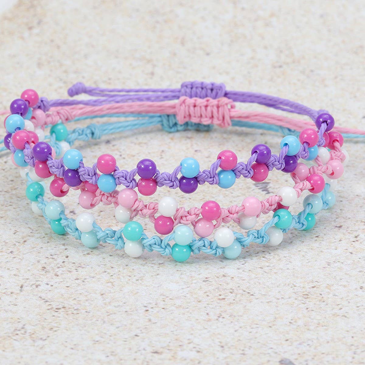 MACARON COLORED BEAD WOVEN BRACELET