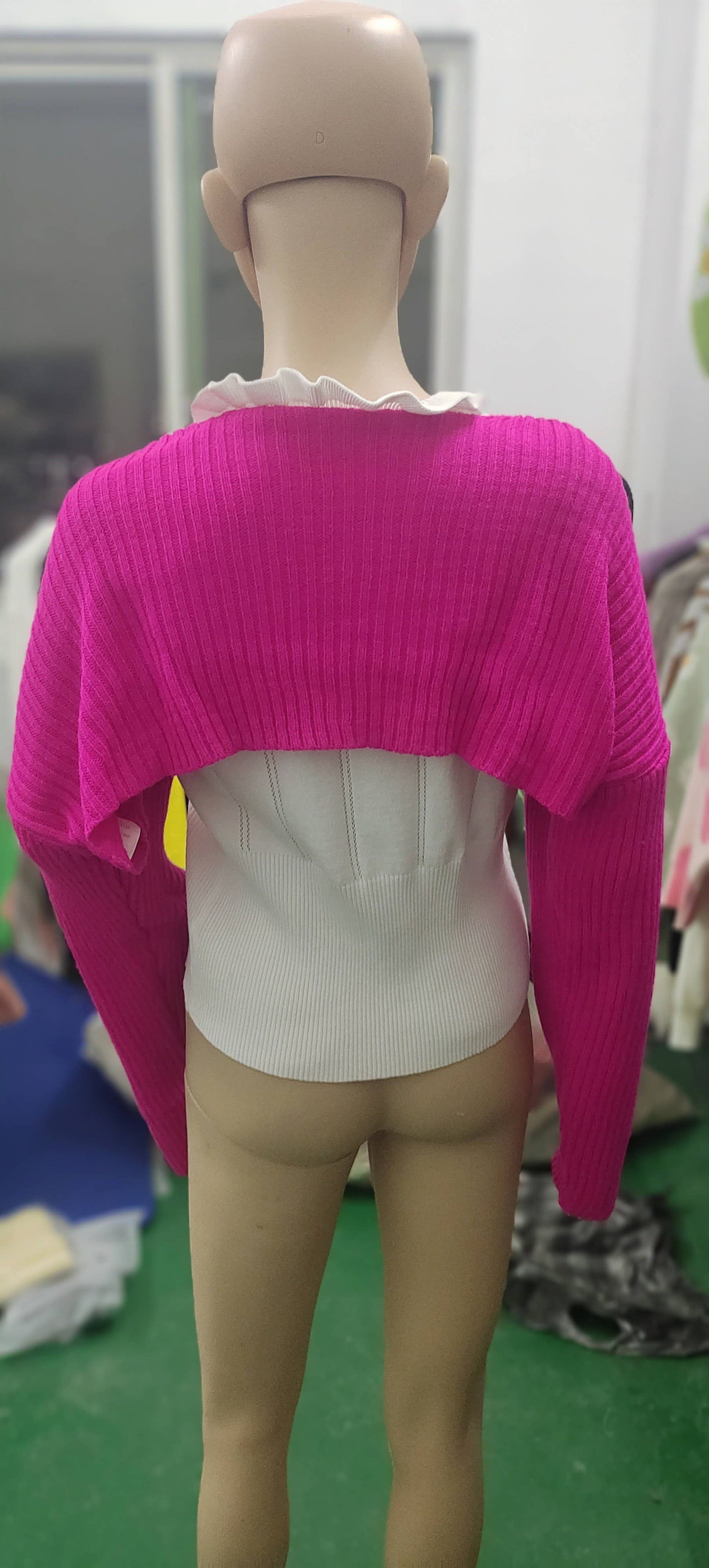 SEXY SOLID ULTRA SHORT LONG SLEEVE SWEATER JACKET