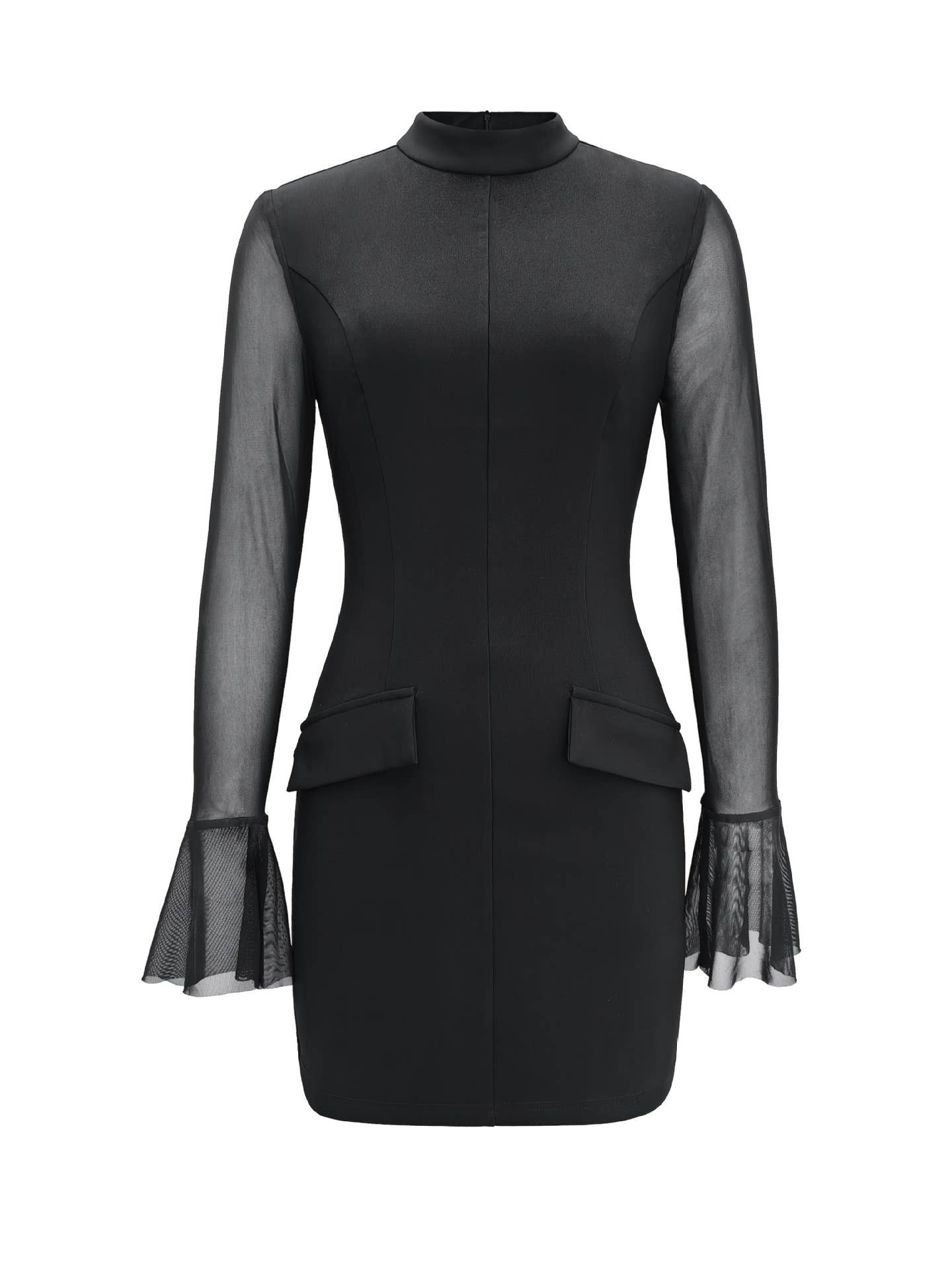 Semi-see-through long-sleeved party fit dress