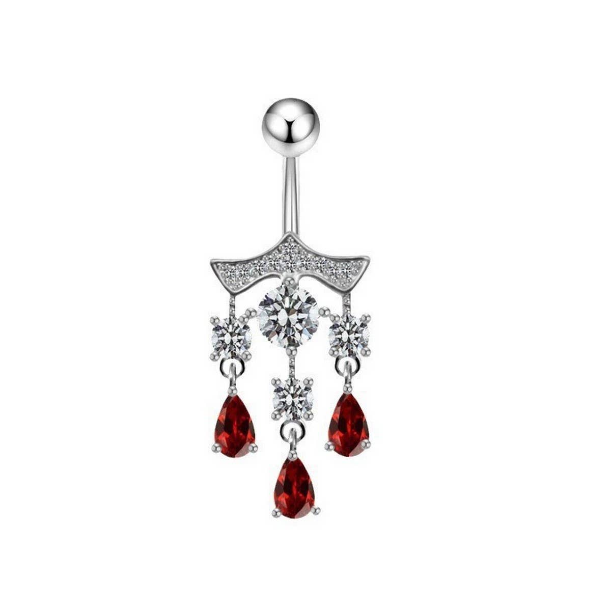 Fan Shape CZ Belly Ring ??Hypoallergenic Style_CWMM9198