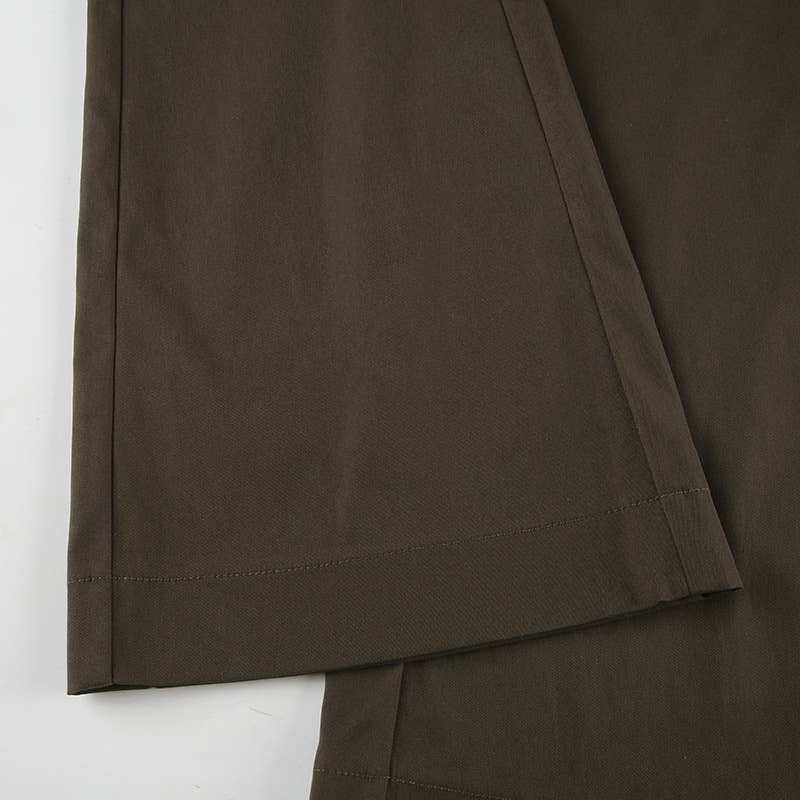 STREET STYLE SOLID COLOR BELT LACE-UP BASIC PANTS