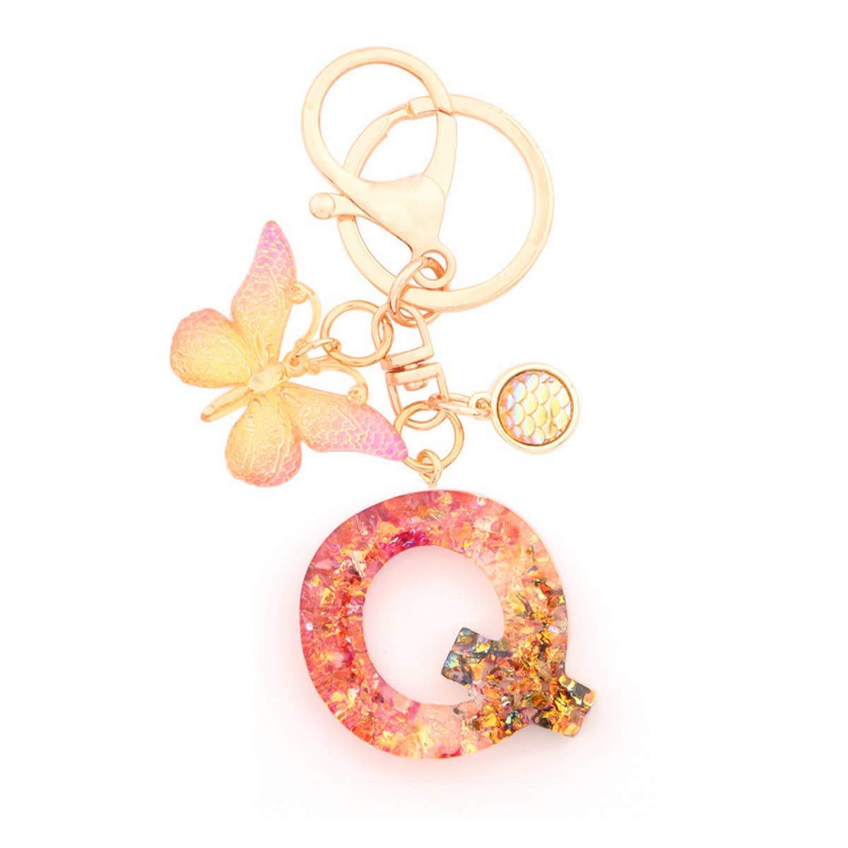 Creative Crystal Letter Keychain with Resin Sequins_CWAB5021