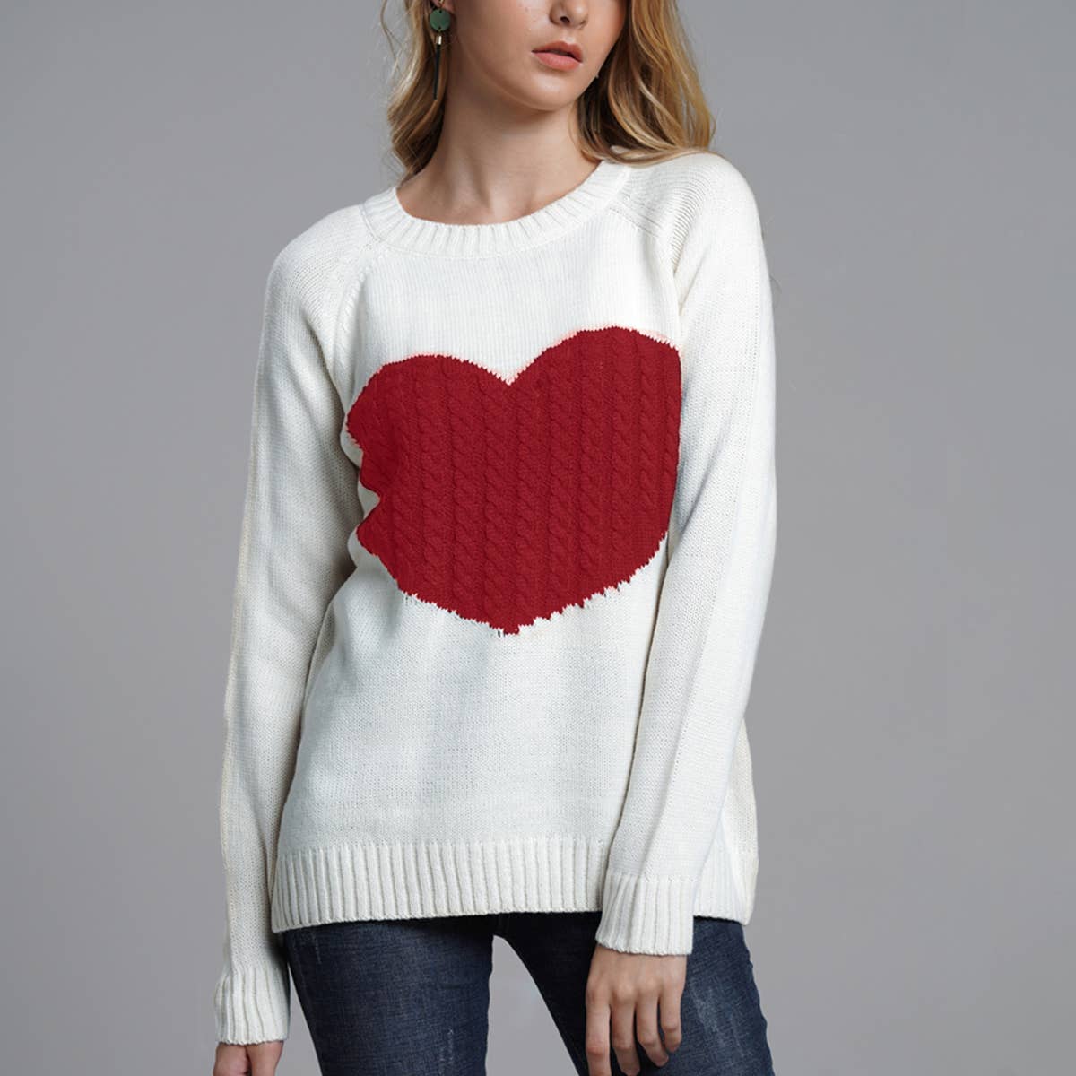 VALENTINE'S DAY PULLOVER CREW-NECK LOVE SWEATER