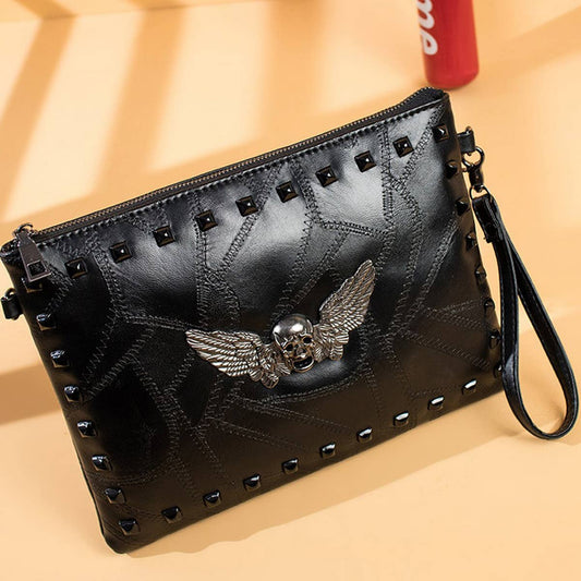 FASHIONABLE RIVET SKULL CROSSBODY BAG CARRYING BAG_CWAB1483
