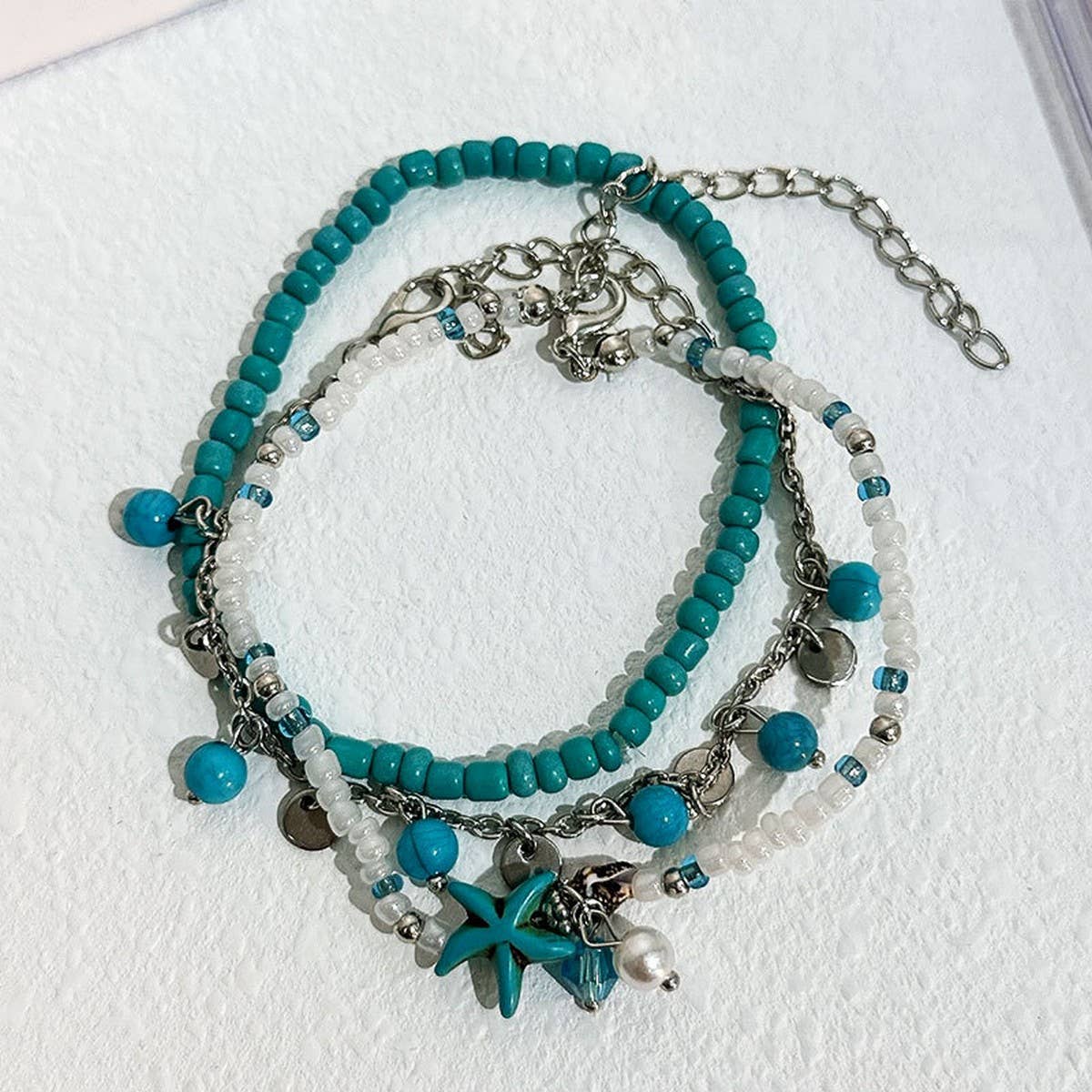 Boho Turquoise Starfish Anklet ??Handmade Charm_CWMM6345