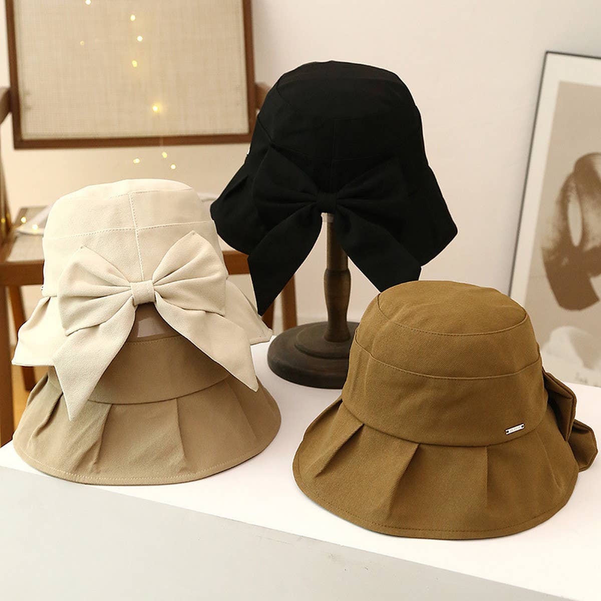OUTDOOR UV PROTECTION BOW CASUAL BUCKET HAT_CWAB2848