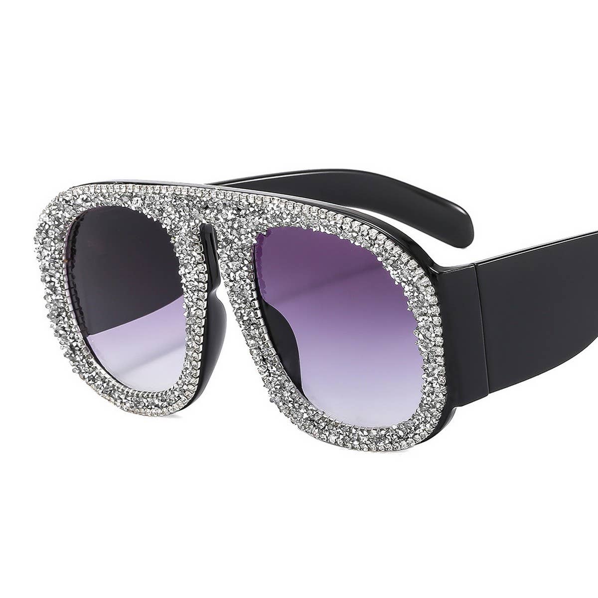 LUXURY DIAMOND-STUDDED LARGE FRAME SUNGLASSES