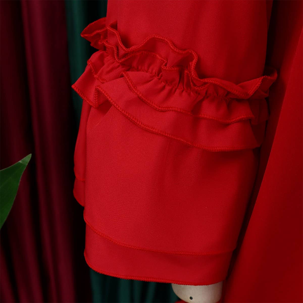 LOOSE CASUAL PLUS SIZE LOTUS LEAF SLEEVE TIE DRESS