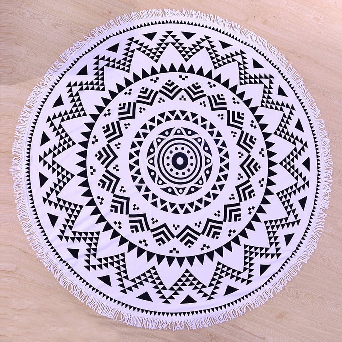 Round Microfiber Tassel Beach Towel Blanket