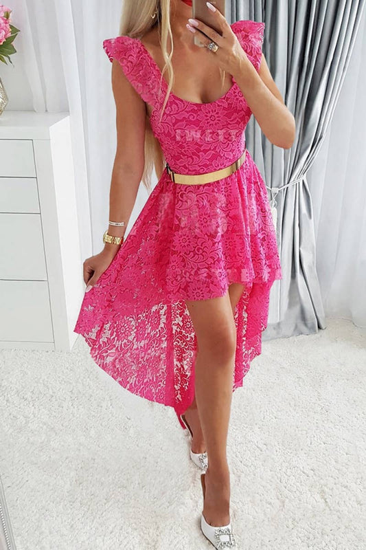 CWDSD5542_SUMMER LACE U NECK SLEEVELESS WAIST DRESS