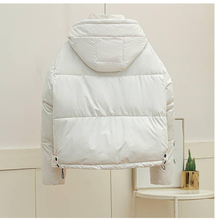 Standing collar and hat thick warm padded jacket