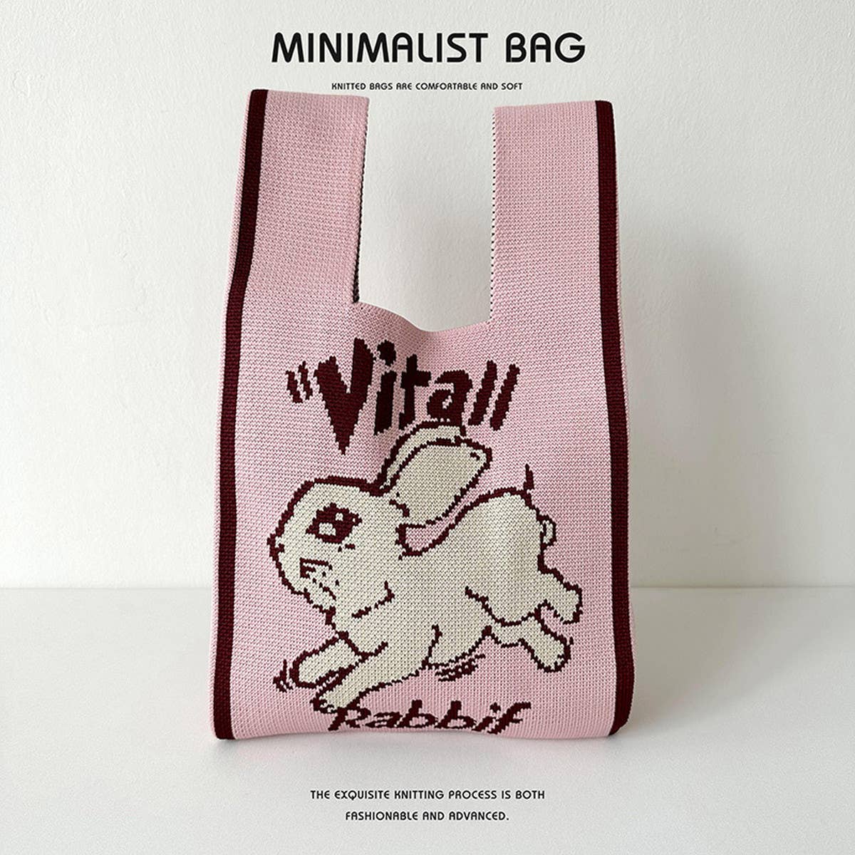 CUTE RABBIT KNITTED SHOULDER TOTE BAG_CWAB1527