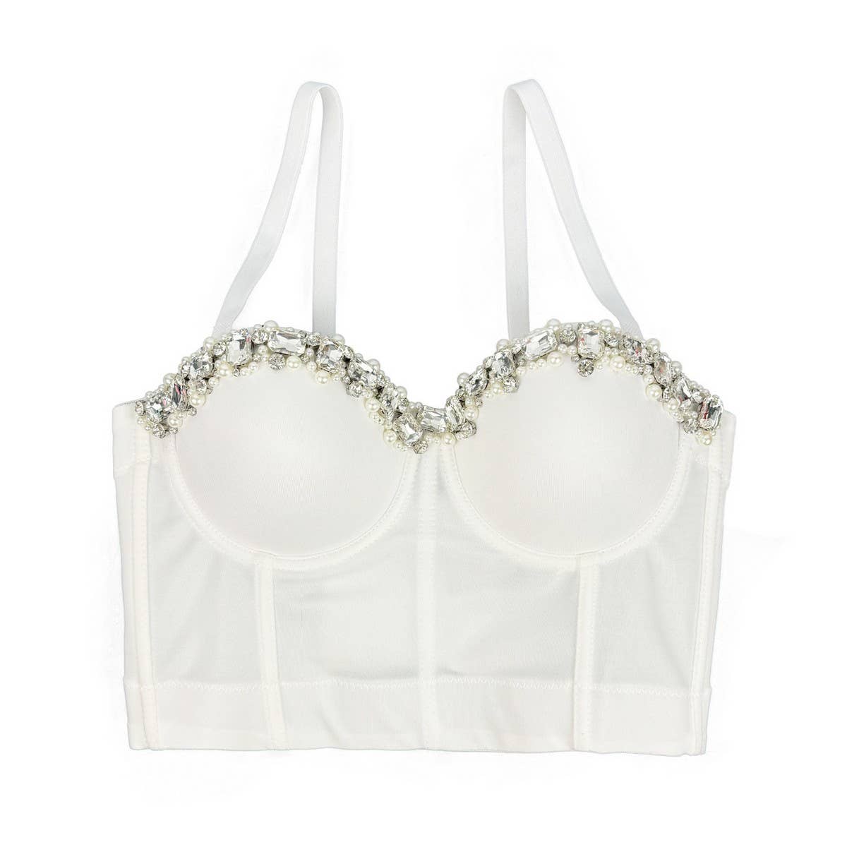 SEXY SLIM FIT HERRINGBONE BRA WITH RHINESTONES