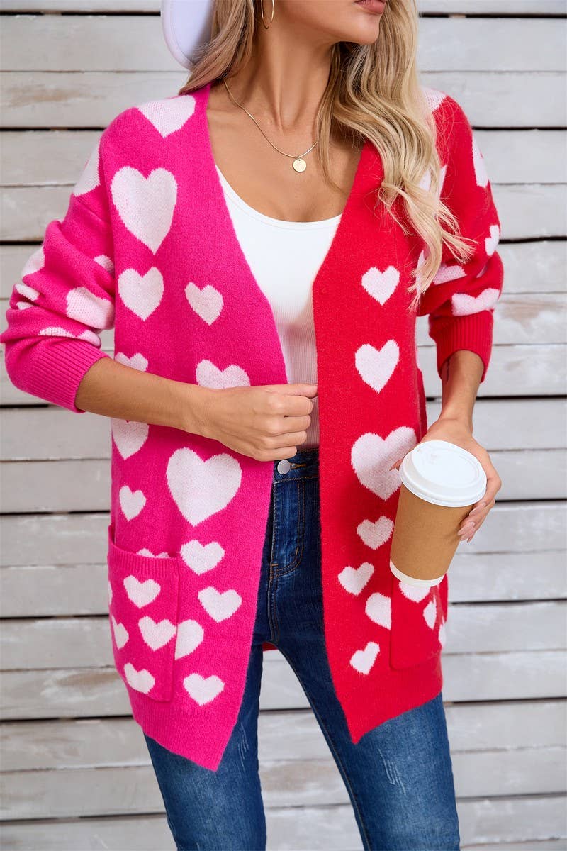 CWOCAL1800_VALENTINE'S DAY LONG HEART CARDIGAN SWEATER