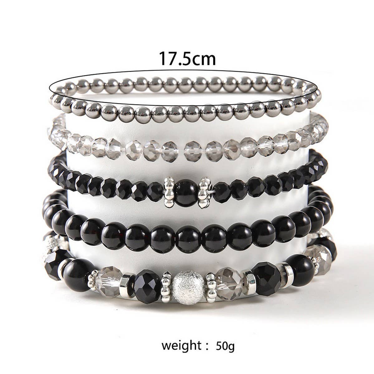 SIMPLE CRYSTAL BEADED STRETCH BRACELET SET_CWMM3529