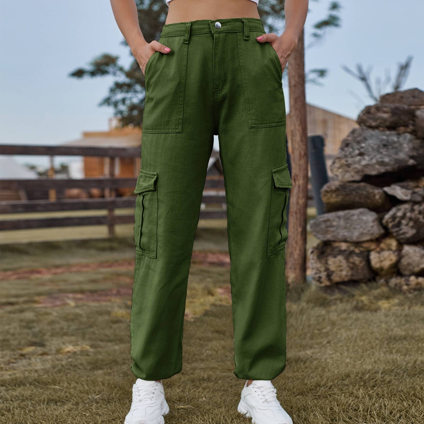 SEMI-ELASTIC PERSONALITY ALL-IN-ONE CARGO PANTS