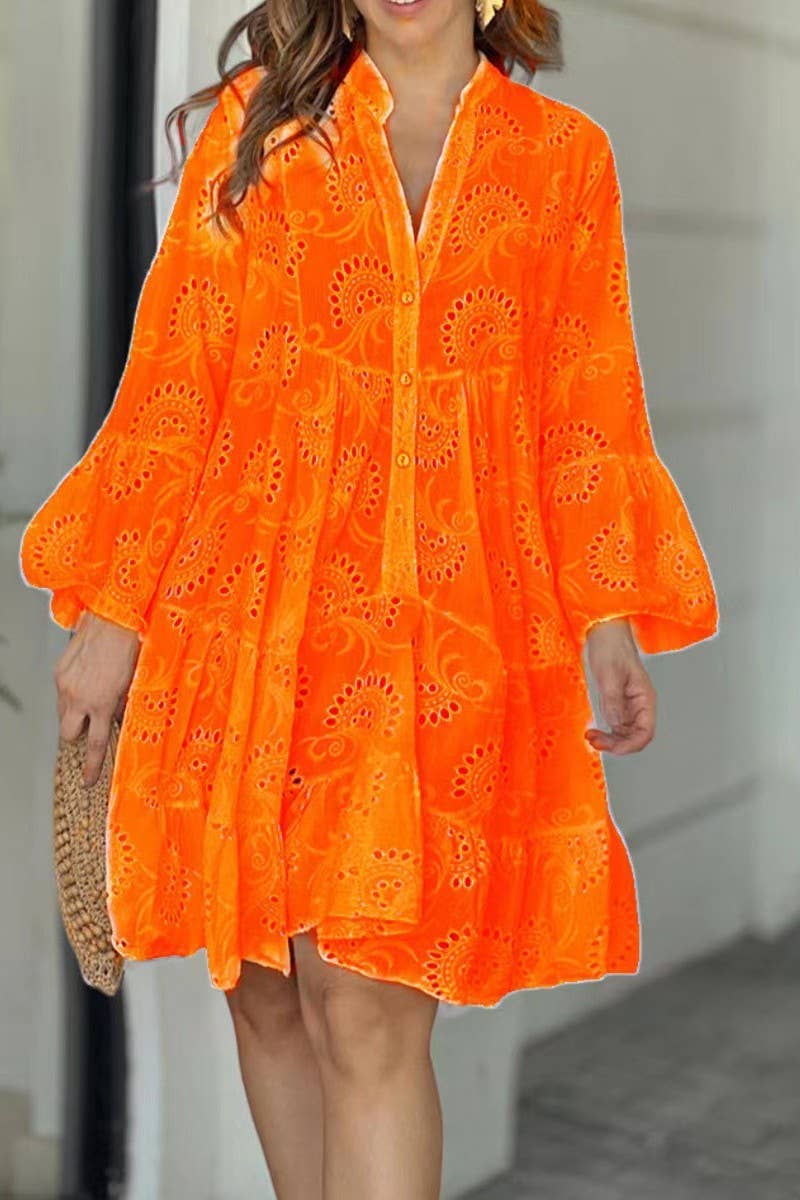 CWDSD10602_V-NECK EMBROIDERED HOLLOW LACE FLOWER SEXY DRESS