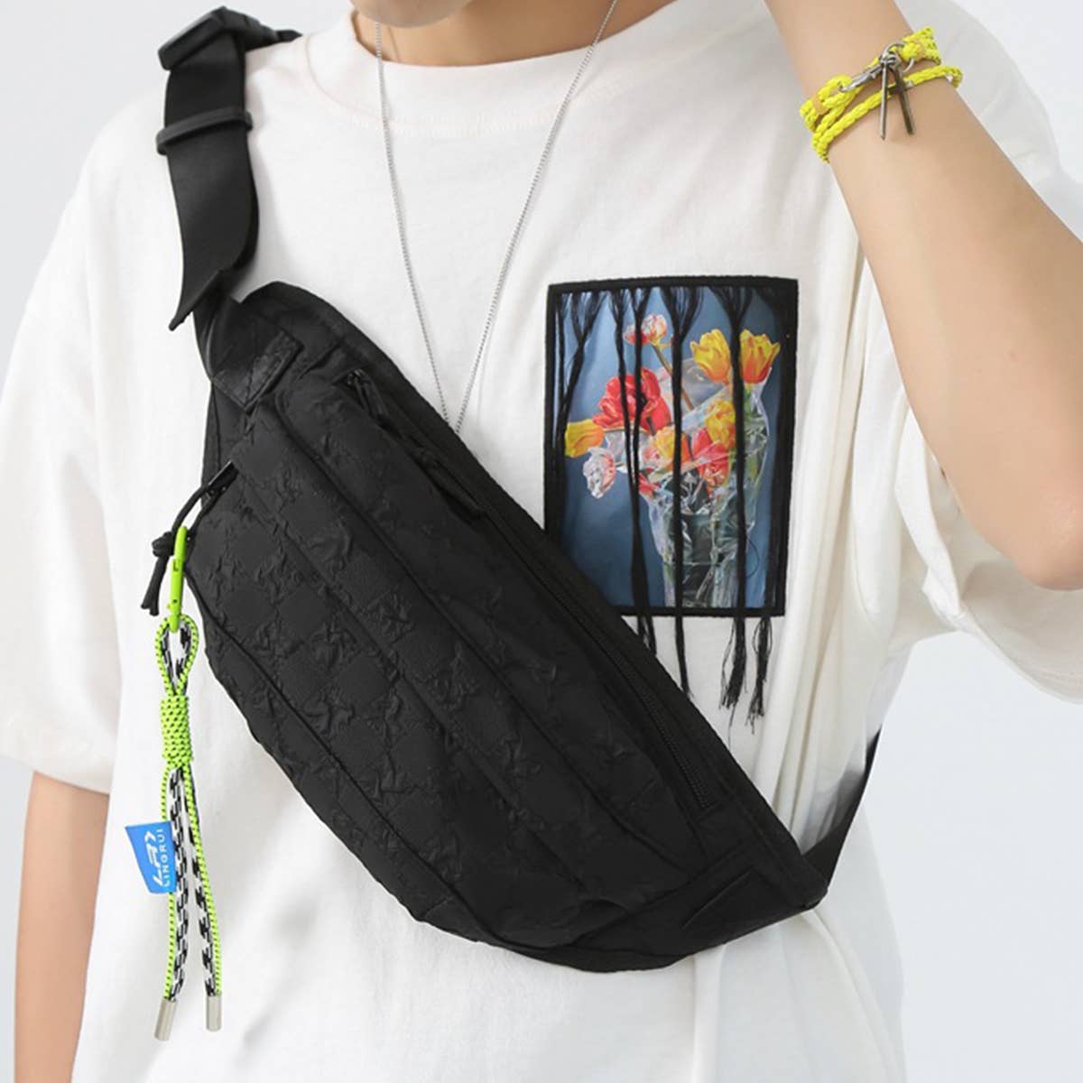 SIMPLE PLAID WAIST BAG SHOULDER BAG_CWAB1604