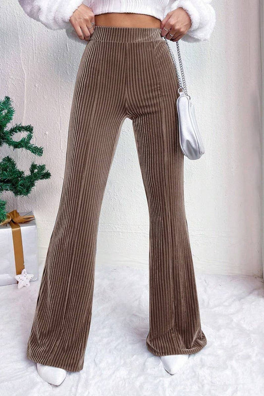 CWBLP2056_HIGH WAIST CORDUROY FLARE WIDE LEG SWEATPANTS