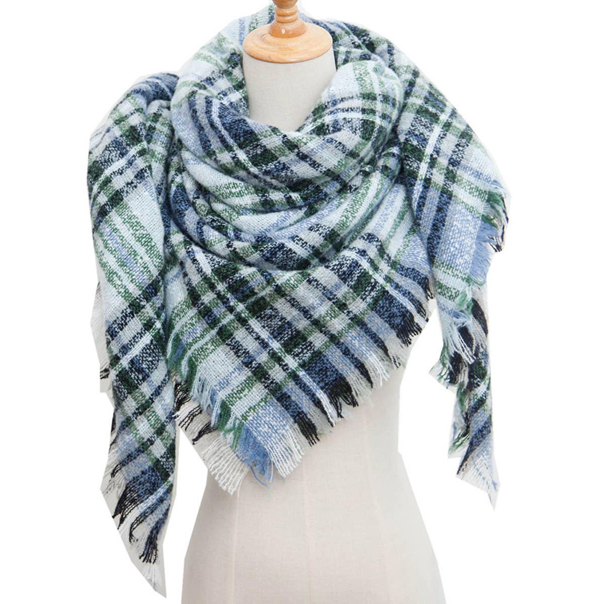 New Large Plaid Triangle Scarf - Spring to Winter