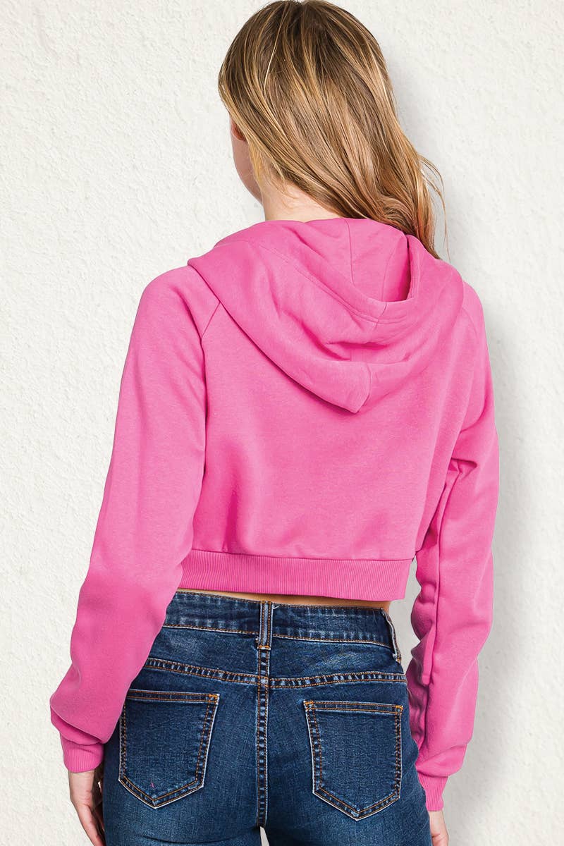 CWOHOL445_Lightweight Zip-up Hoodie Cropped Sweatshirt
