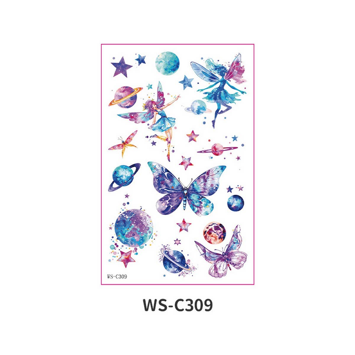 Kids Glitter Tattoo Stickers Bear Butterfly Stars