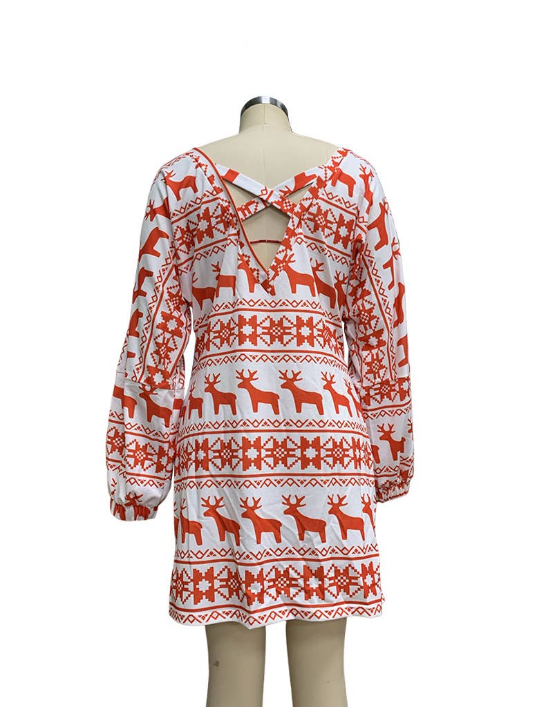 MOOSE PRINT BACKLESS T-SHIRT DRESS