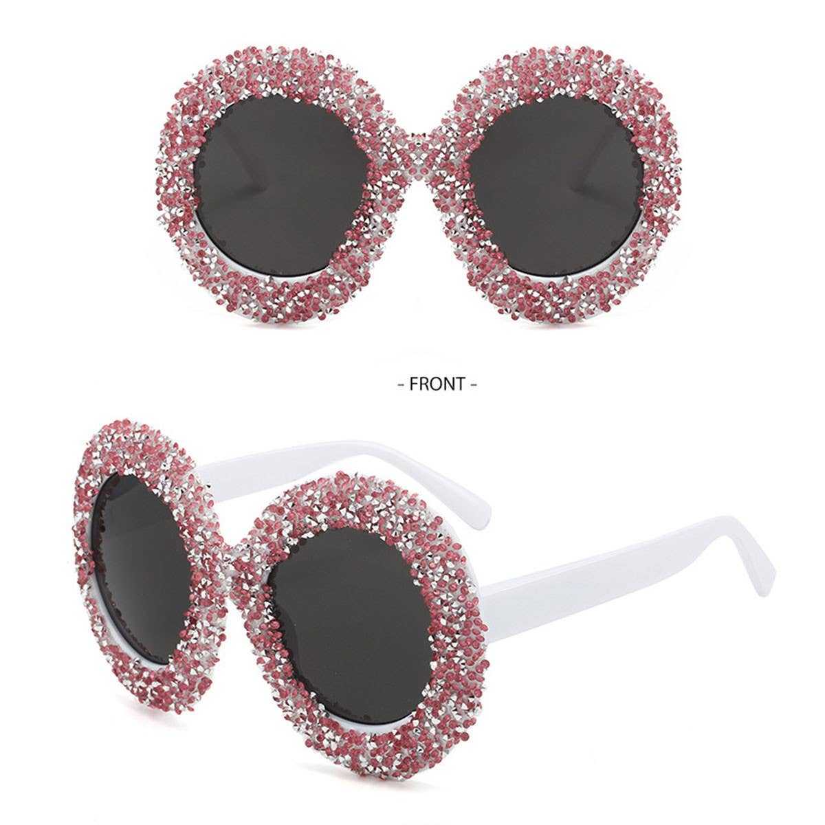 LARGE FRAME OVAL RHINESTONE SUNGLASSES