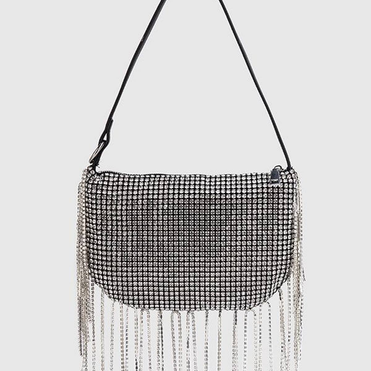 SOFT TURN TASSEL RHINESTONE EVENING TOP HANDBAG_CWAB3606