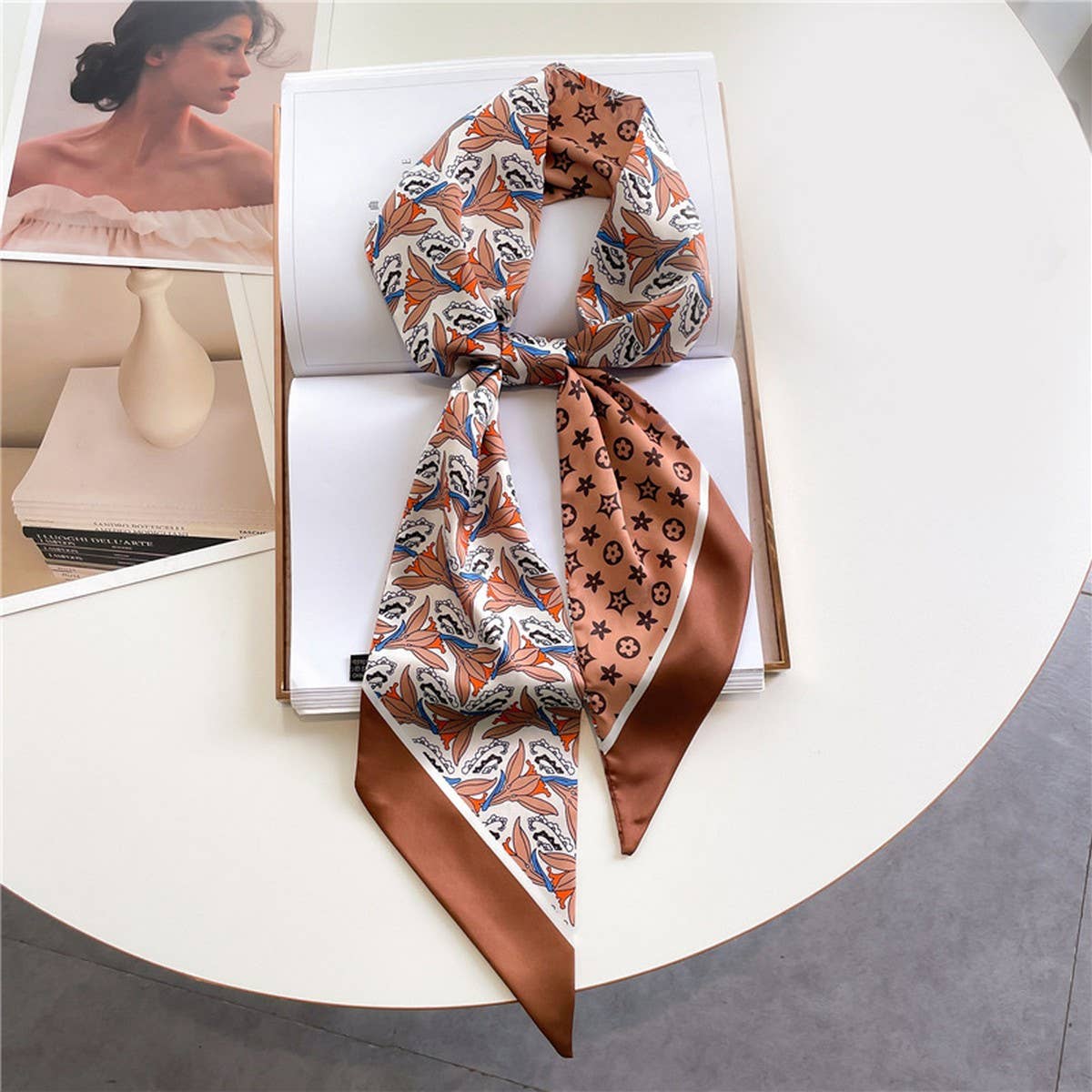 FASHIONABLE DOUBLE-LAYER RIBBON ANGLED HEAD SCARF