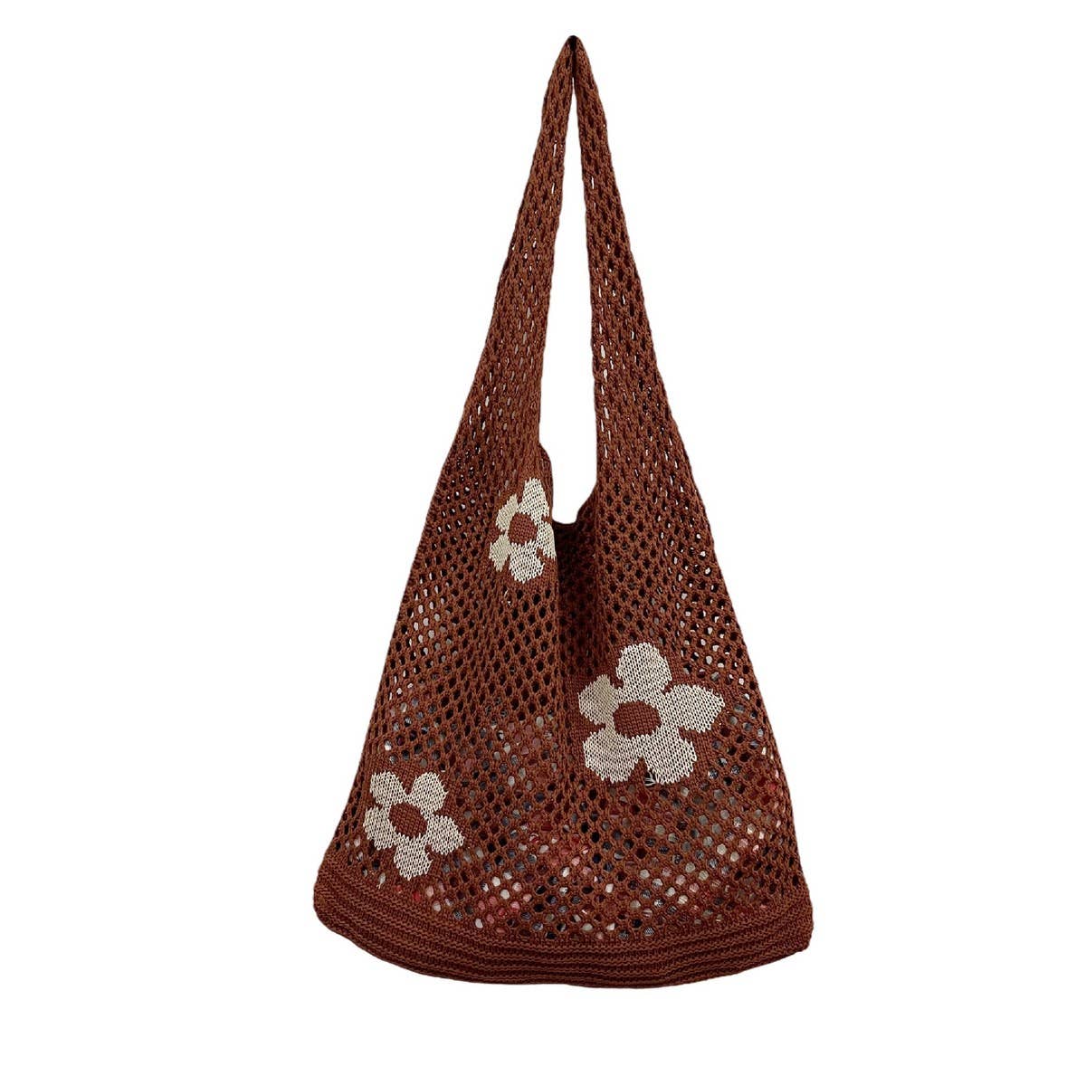 CWAB5060_FLOWER KNITTED MESH HOLLOW SHOULDER BAG